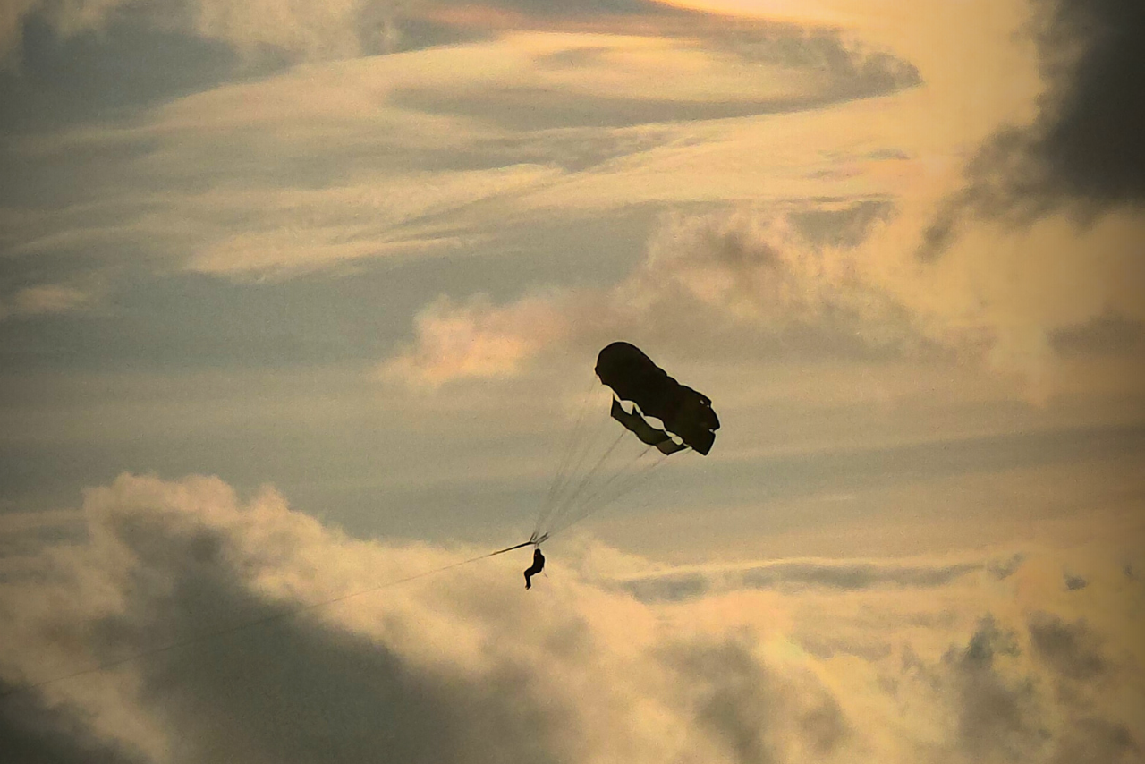 Monjure riding parachute